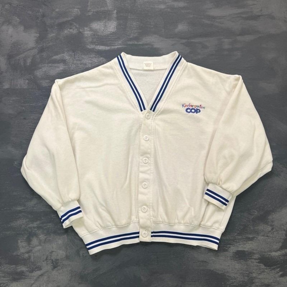 Vintage Kindergarten Cop Sweatshirt Mens Large White 1990s‎ Movie Promo Cardigan